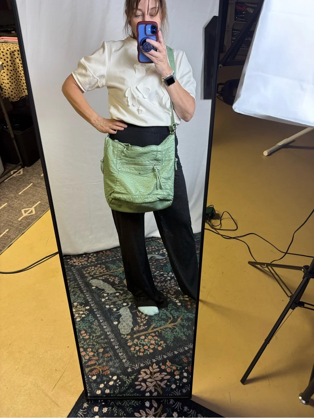 Bueno Mint Green Leather Hobo Shoulder Bag